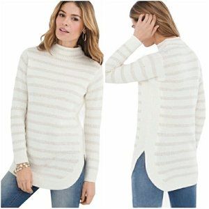Chico’s Shine Striped Mock-Neck Pullover Sweater Chico's Size 1- M (NN-13)